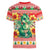Wales Christmas Women V-Neck T-Shirt Cute Green Welsh Dragon and Daffodils - Wonder Print Shop
