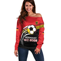 Custom Germany Football Off Shoulder Sweater Deutschland World Champion 2026 - Wonder Print Shop