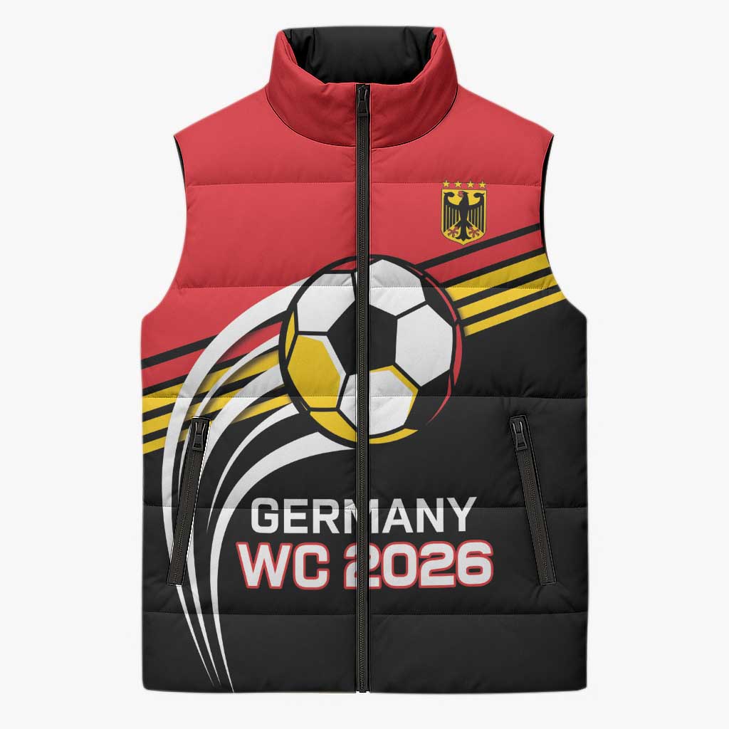 Custom Germany Football Sleeveless Puffer Jacket Deutschland World Champion 2026 - Wonder Print Shop