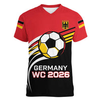 Custom Germany Football Women V-Neck T-Shirt Deutschland World Champion 2026 - Wonder Print Shop