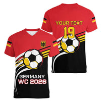 Custom Germany Football Women V-Neck T-Shirt Deutschland World Champion 2026 - Wonder Print Shop