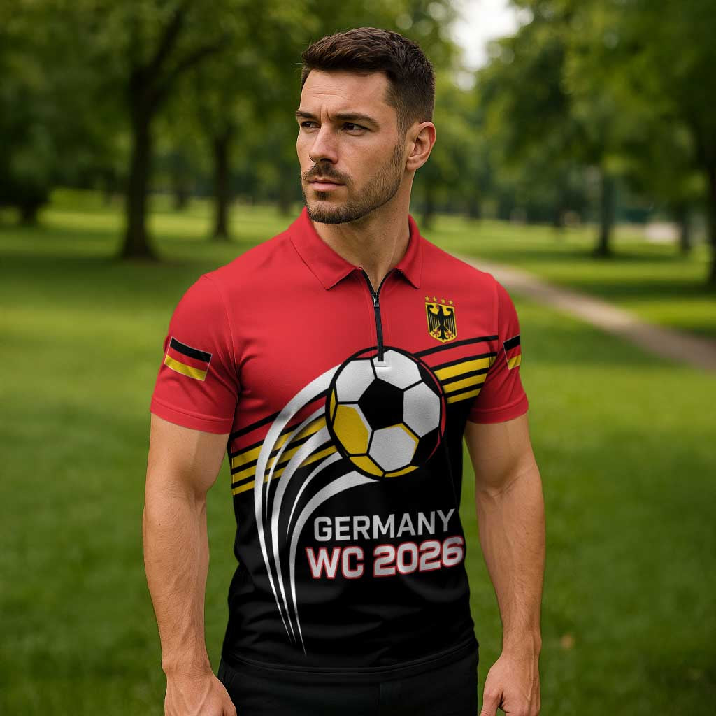 Custom Germany Football Zipper Polo Shirt Deutschland World Champion 2026 - Wonder Print Shop