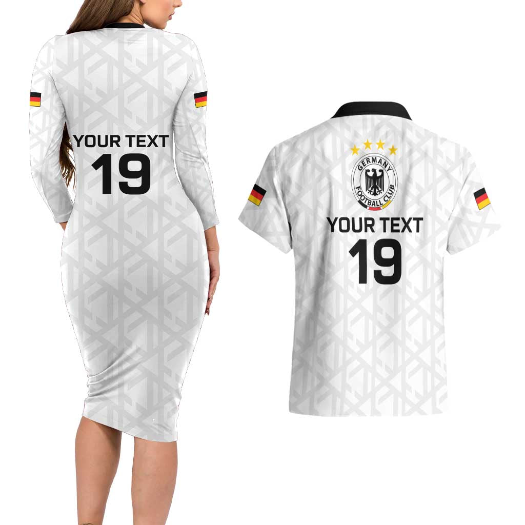 Custom World Football 2026 Germany Couples Matching Long Sleeve Bodycon Dress and Hawaiian Shirt Deutschland 4-Time Champions - Wonder Print Shop