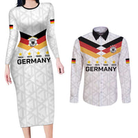 Custom World Football 2026 Germany Couples Matching Long Sleeve Bodycon Dress and Long Sleeve Button Shirt Deutschland 4-Time Champions - Wonder Print Shop