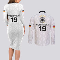 Custom World Football 2026 Germany Couples Matching Long Sleeve Bodycon Dress and Long Sleeve Button Shirt Deutschland 4-Time Champions - Wonder Print Shop