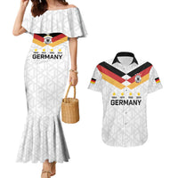 Custom World Football 2026 Germany Couples Matching Mermaid Dress and Hawaiian Shirt Deutschland 4-Time Champions - Wonder Print Shop