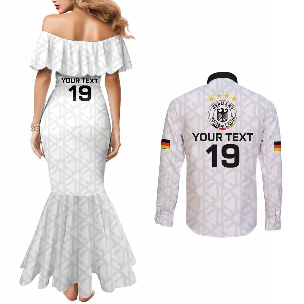 Custom World Football 2026 Germany Couples Matching Mermaid Dress and Long Sleeve Button Shirt Deutschland 4-Time Champions - Wonder Print Shop