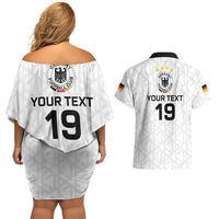 Custom World Football 2026 Germany Couples Matching Off Shoulder Short Dress and Hawaiian Shirt Deutschland 4-Time Champions - Wonder Print Shop