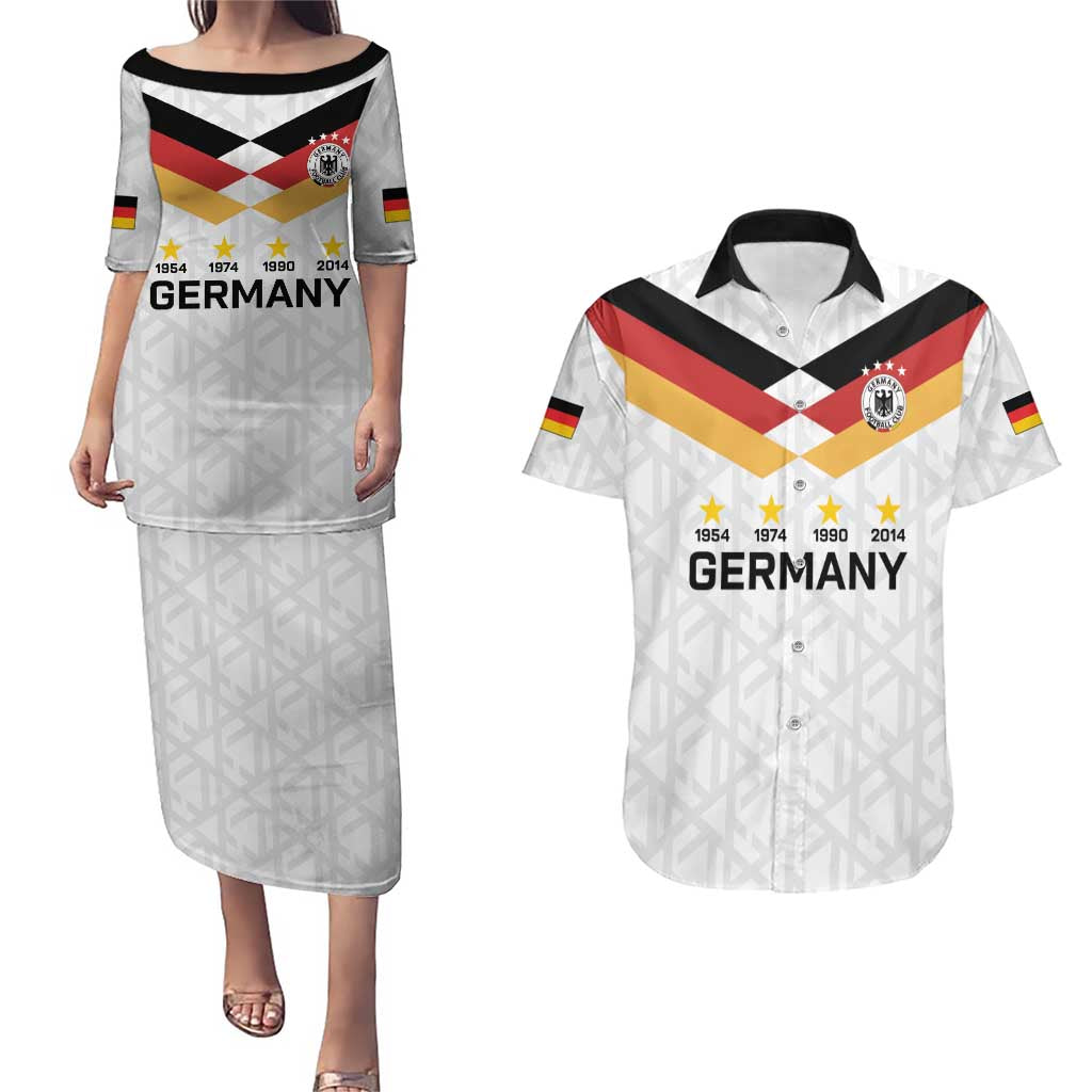 Custom World Football 2026 Germany Couples Matching Puletasi and Hawaiian Shirt Deutschland 4-Time Champions - Wonder Print Shop