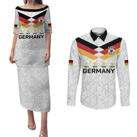 Custom World Football 2026 Germany Couples Matching Puletasi and Long Sleeve Button Shirt Deutschland 4-Time Champions - Wonder Print Shop