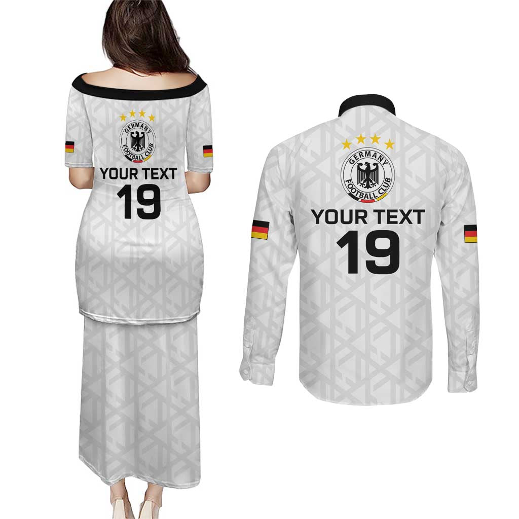 Custom World Football 2026 Germany Couples Matching Puletasi and Long Sleeve Button Shirt Deutschland 4-Time Champions - Wonder Print Shop
