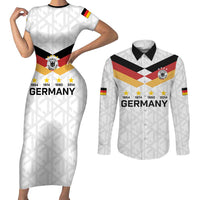 Custom World Football 2026 Germany Couples Matching Short Sleeve Bodycon Dress and Long Sleeve Button Shirt Deutschland 4-Time Champions - Wonder Print Shop