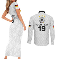 Custom World Football 2026 Germany Couples Matching Short Sleeve Bodycon Dress and Long Sleeve Button Shirt Deutschland 4-Time Champions - Wonder Print Shop