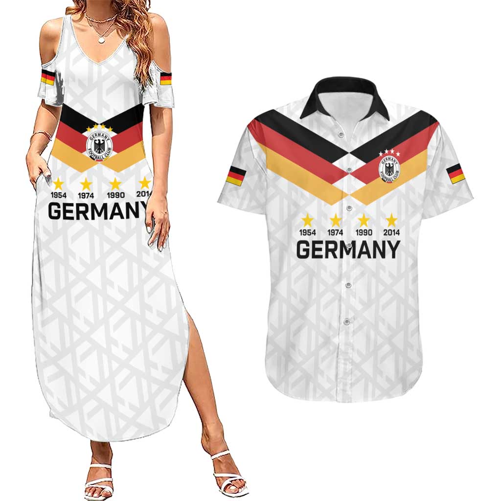 Custom World Football 2026 Germany Couples Matching Summer Maxi Dress and Hawaiian Shirt Deutschland 4-Time Champions - Wonder Print Shop