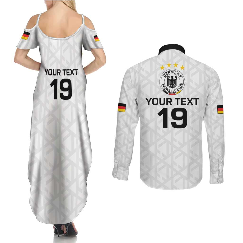 Custom World Football 2026 Germany Couples Matching Summer Maxi Dress and Long Sleeve Button Shirt Deutschland 4-Time Champions - Wonder Print Shop