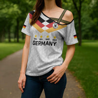 Custom World Football 2026 Germany Cross Shoulder Shirt Deutschland 4-Time Champions - Wonder Print Shop