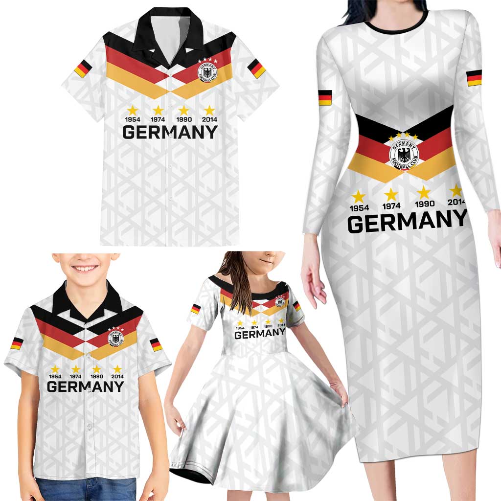 Custom World Football 2026 Germany Family Matching Long Sleeve Bodycon Dress and Hawaiian Shirt Deutschland 4-Time Champions - Wonder Print Shop