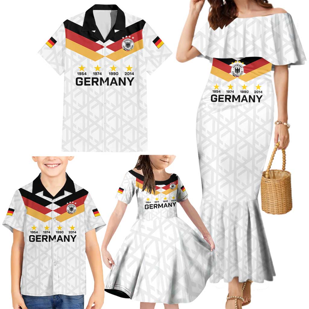 Custom World Football 2026 Germany Family Matching Mermaid Dress and Hawaiian Shirt Deutschland 4-Time Champions - Wonder Print Shop