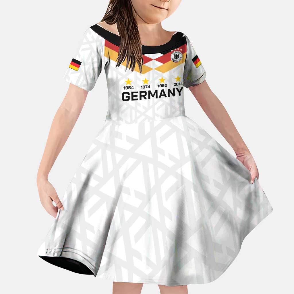 Custom World Football 2026 Germany Family Matching Off Shoulder Maxi Dress and Hawaiian Shirt Deutschland 4-Time Champions - Wonder Print Shop