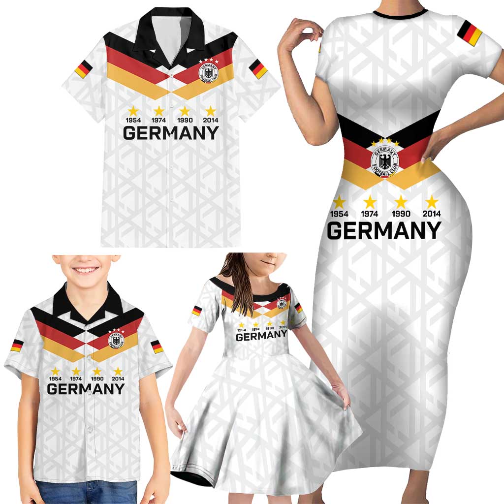Custom World Football 2026 Germany Family Matching Short Sleeve Bodycon Dress and Hawaiian Shirt Deutschland 4-Time Champions - Wonder Print Shop