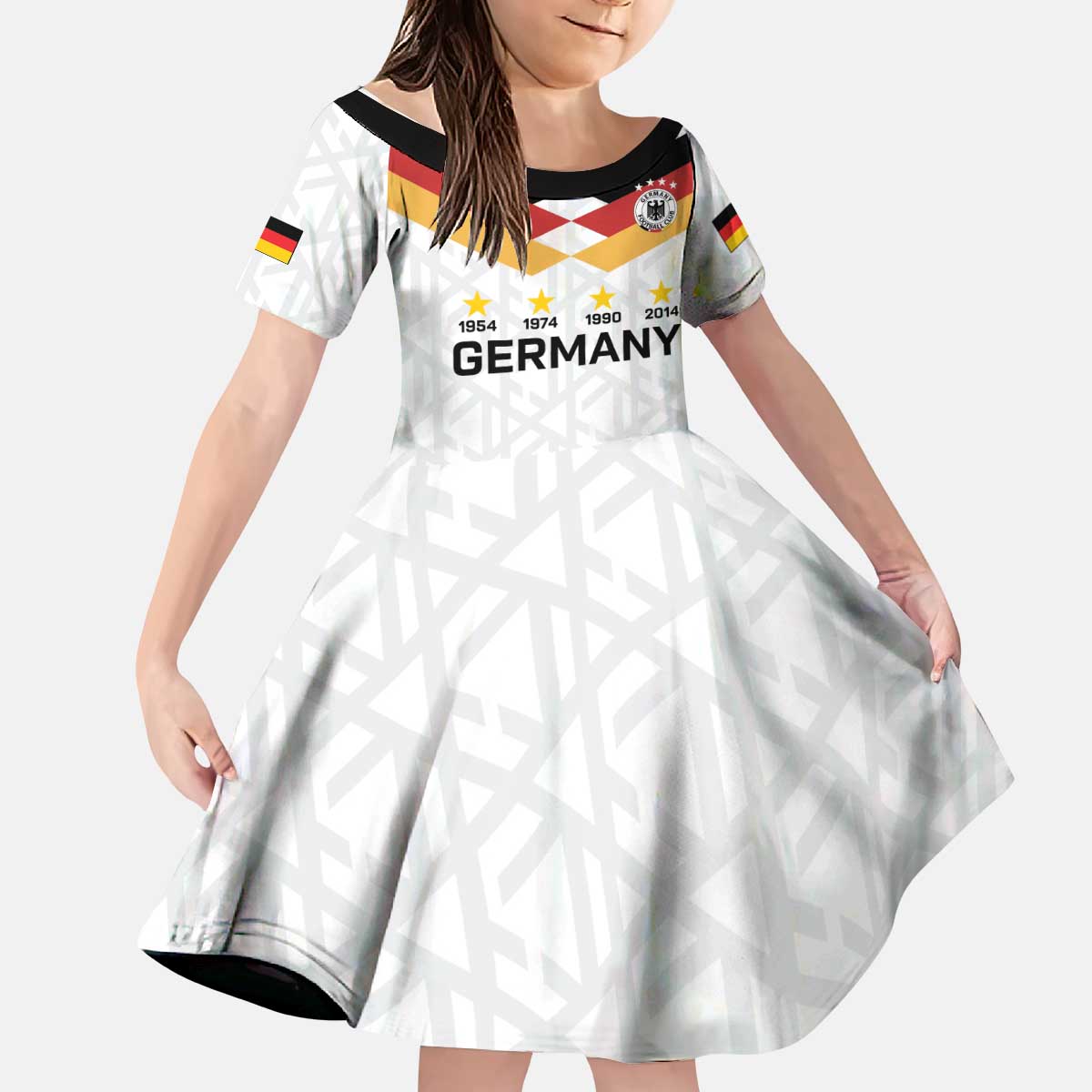 Custom World Football 2026 Germany Kid Short Sleeve Dress Deutschland 4-Time Champions - Wonder Print Shop