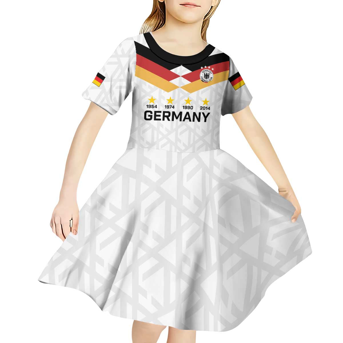 Custom World Football 2026 Germany Kid Short Sleeve Dress Deutschland 4-Time Champions - Wonder Print Shop