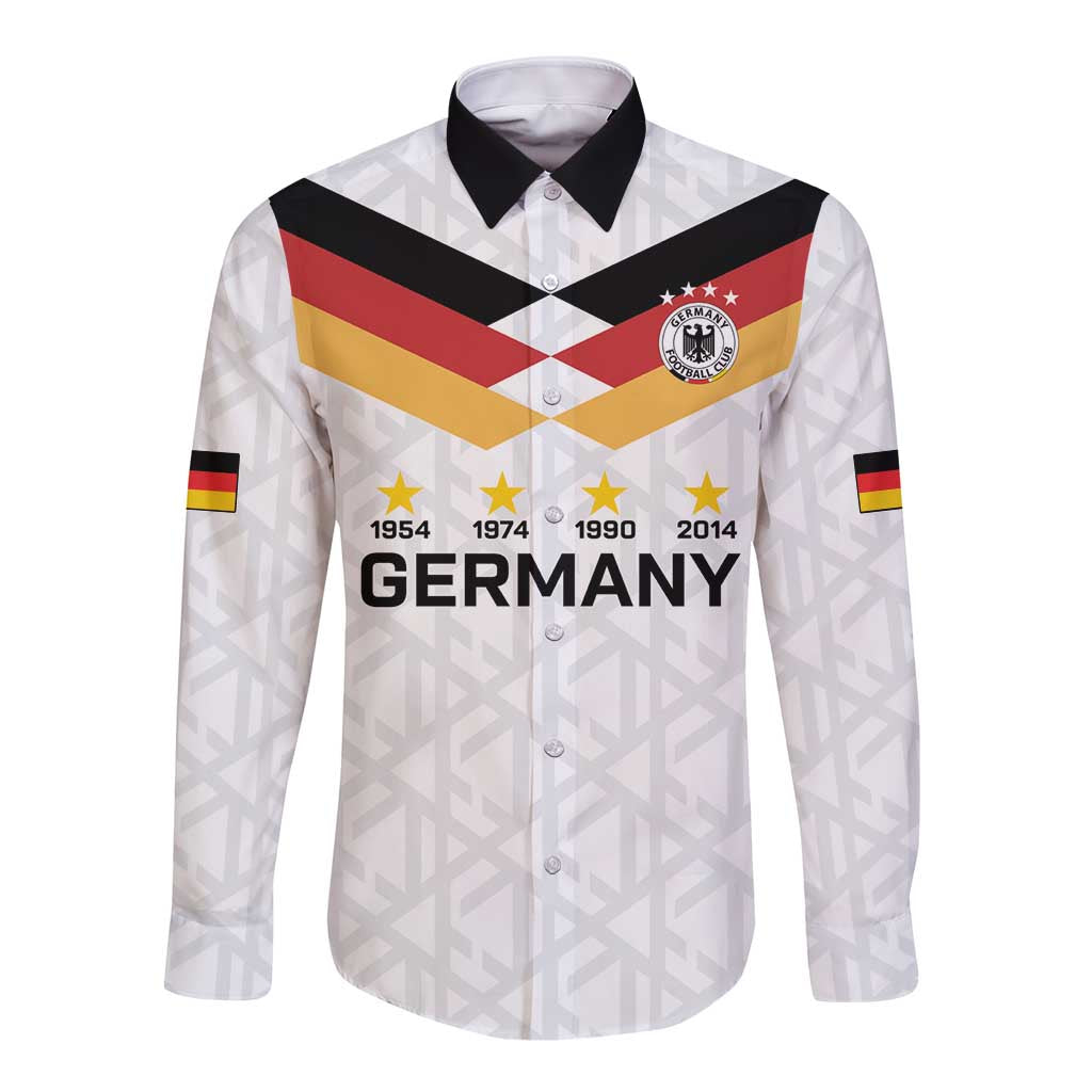 Custom World Football 2026 Germany Long Sleeve Button Shirt Deutschland 4-Time Champions - Wonder Print Shop