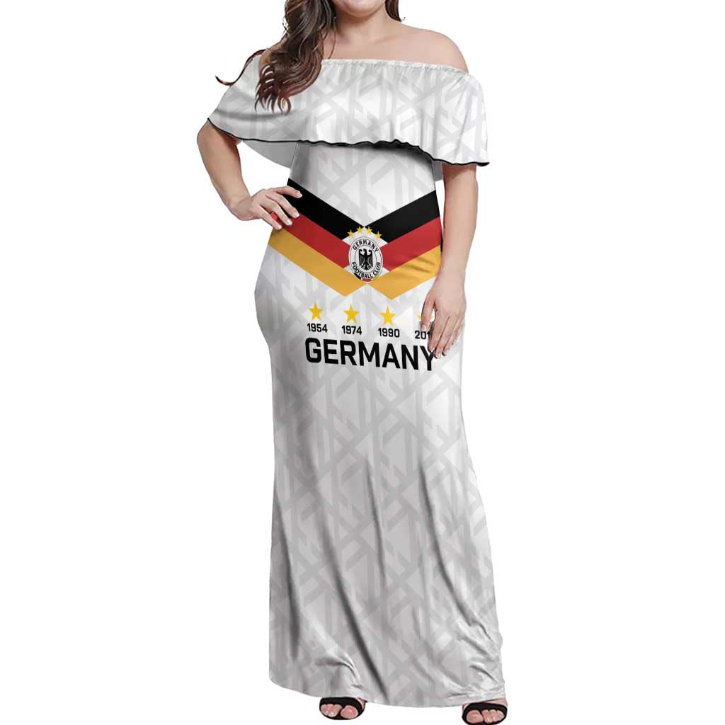 Custom World Football 2026 Germany Off Shoulder Maxi Dress Deutschland 4-Time Champions - Wonder Print Shop