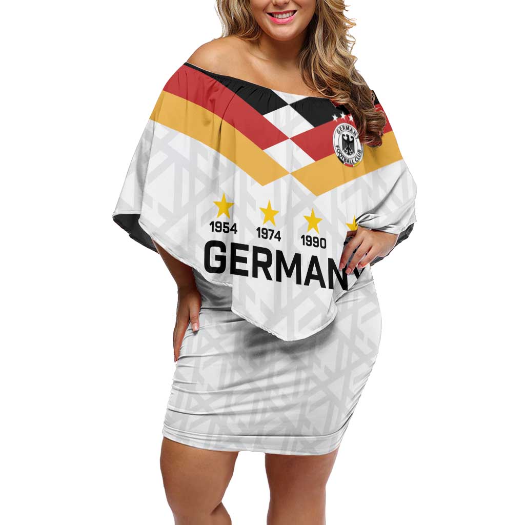 Custom World Football 2026 Germany Off Shoulder Short Dress Deutschland 4-Time Champions - Wonder Print Shop