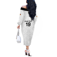 Custom World Football 2026 Germany Off The Shoulder Long Sleeve Dress Deutschland 4-Time Champions - Wonder Print Shop