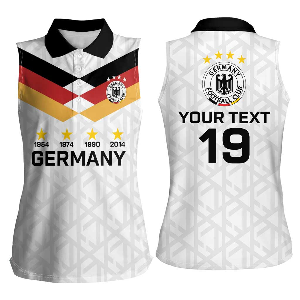 Custom World Football 2026 Germany Women Sleeveless Polo Shirt Deutschland 4-Time Champions - Wonder Print Shop