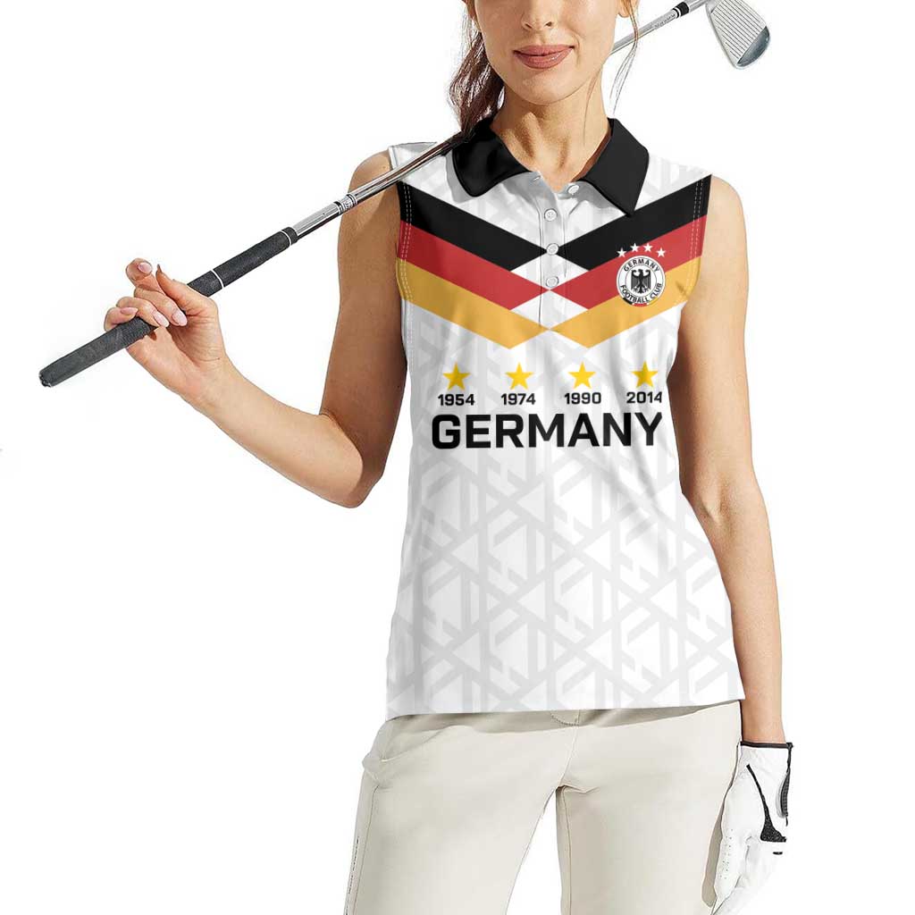 Custom World Football 2026 Germany Women Sleeveless Polo Shirt Deutschland 4-Time Champions - Wonder Print Shop