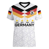 Custom World Football 2026 Germany Women V-Neck T-Shirt Deutschland 4-Time Champions - Wonder Print Shop