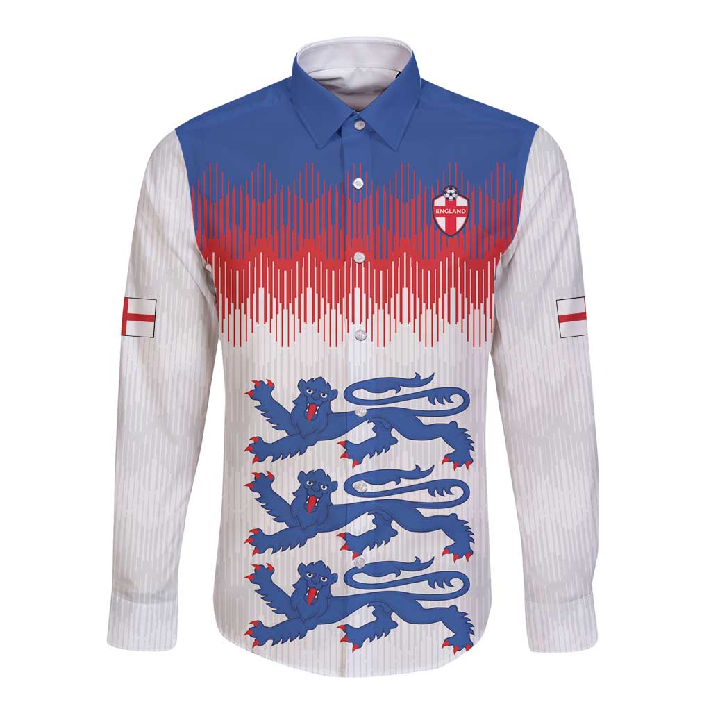 Custom World Football 2026 England Long Sleeve Button Shirt Three Lions Pride Style - Wonder Print Shop