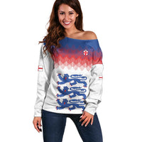 Custom World Football 2026 England Off Shoulder Sweater Three Lions Pride Style - Wonder Print Shop