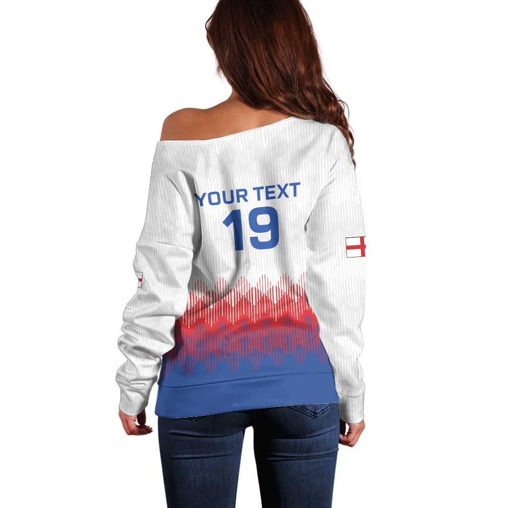Custom World Football 2026 England Off Shoulder Sweater Three Lions Pride Style - Wonder Print Shop