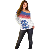 Custom World Football 2026 England Off Shoulder Sweater Three Lions Pride Style - Wonder Print Shop