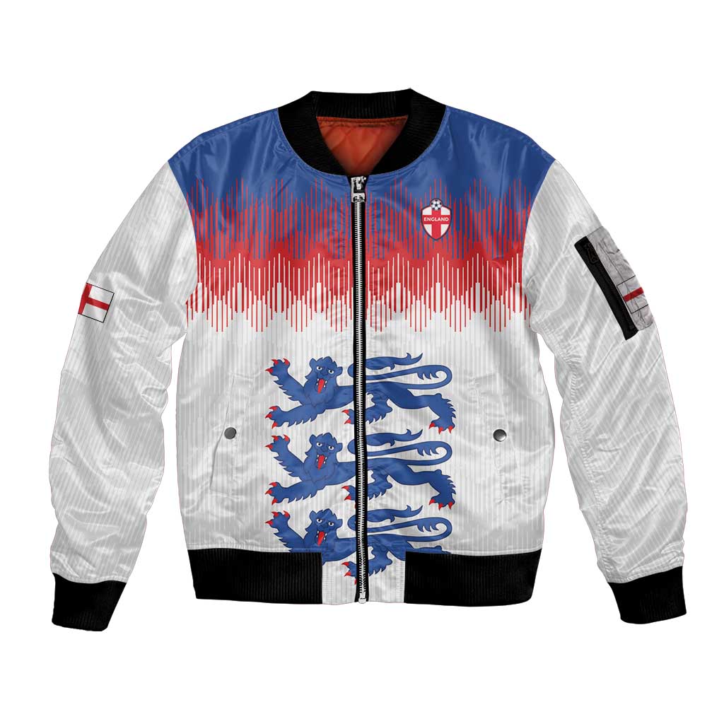 Custom World Football 2026 England Sleeve Zip Bomber Jacket Three Lions Pride Style - Wonder Print Shop