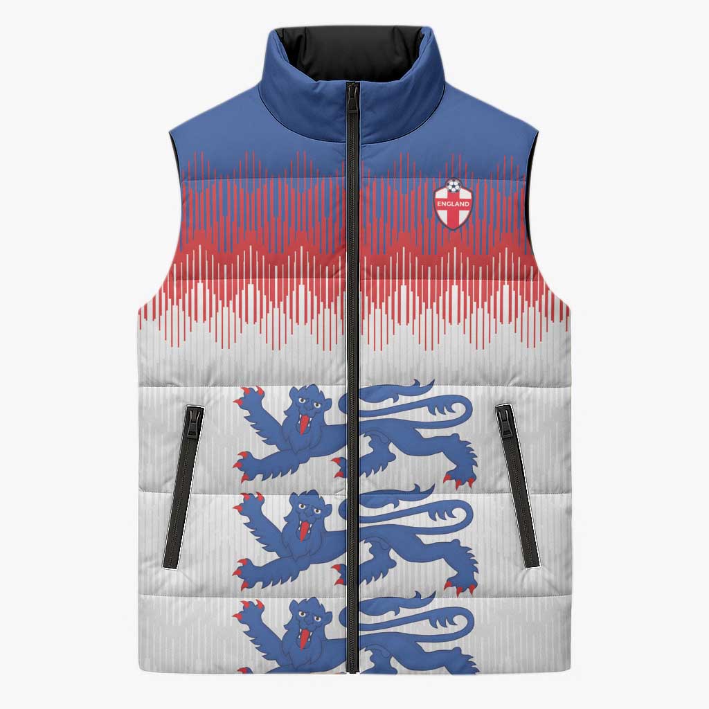 Custom World Football 2026 England Sleeveless Puffer Jacket Three Lions Pride Style - Wonder Print Shop