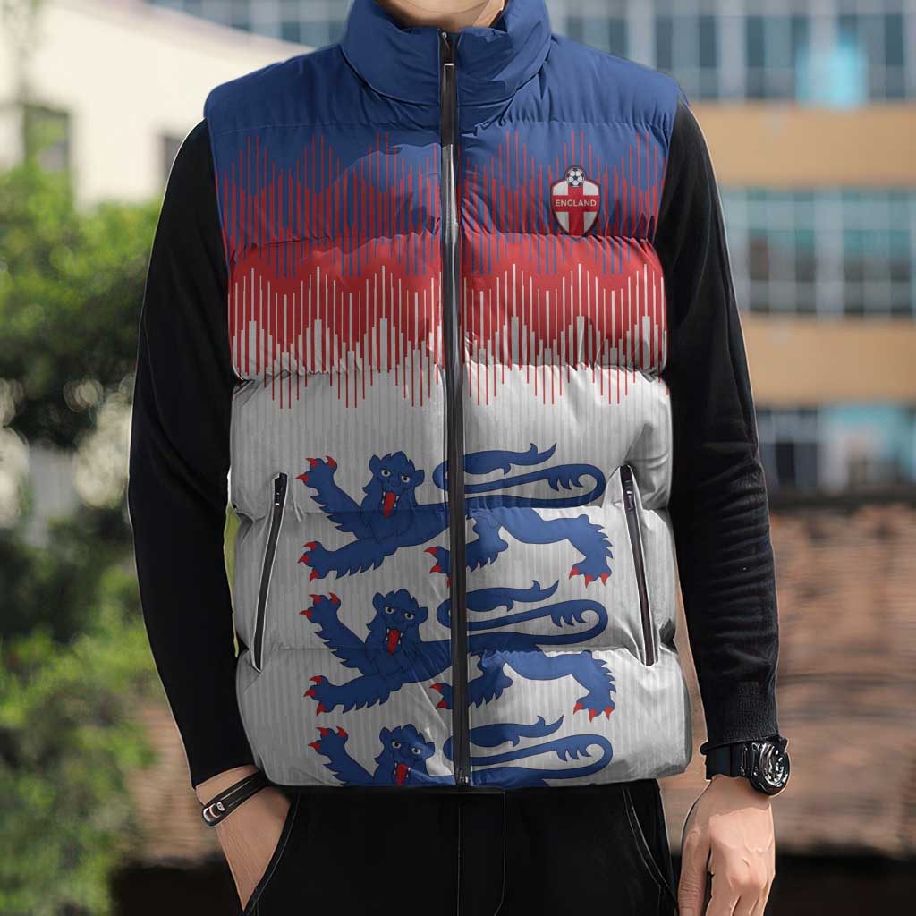 Custom World Football 2026 England Sleeveless Puffer Jacket Three Lions Pride Style - Wonder Print Shop