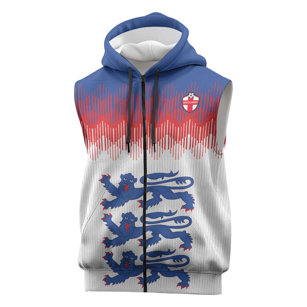 Custom World Football 2026 England Sleeveless Zip Hoodie Three Lions Pride Style - Wonder Print Shop