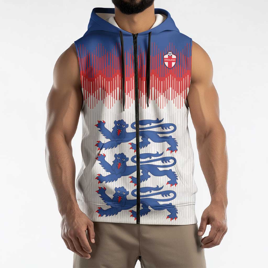 Custom World Football 2026 England Sleeveless Zip Hoodie Three Lions Pride Style - Wonder Print Shop