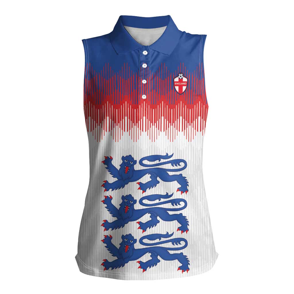 Custom World Football 2026 England Women Sleeveless Polo Shirt Three Lions Pride Style - Wonder Print Shop