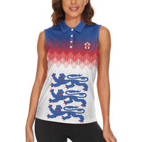 Custom World Football 2026 England Women Sleeveless Polo Shirt Three Lions Pride Style - Wonder Print Shop