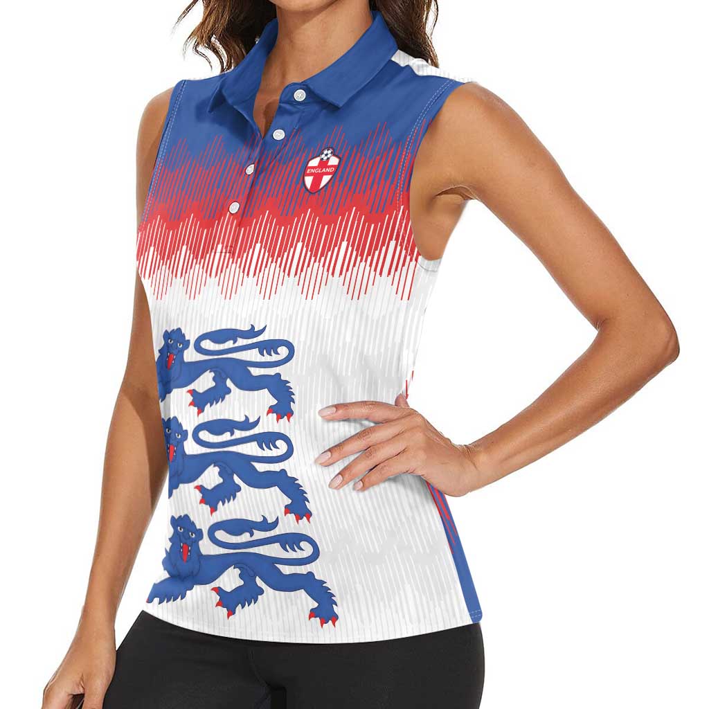 Custom World Football 2026 England Women Sleeveless Polo Shirt Three Lions Pride Style - Wonder Print Shop