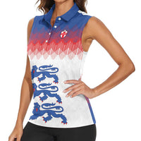 Custom World Football 2026 England Women Sleeveless Polo Shirt Three Lions Pride Style - Wonder Print Shop