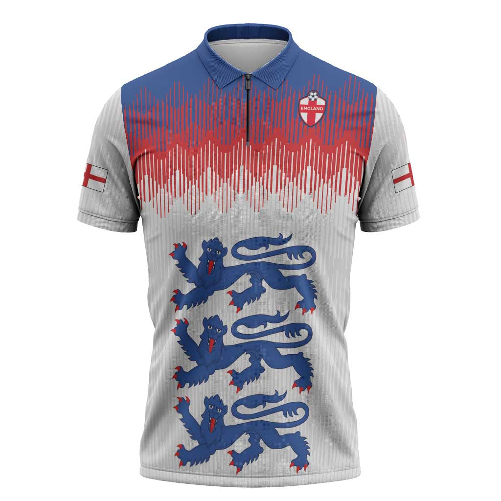 Custom World Football 2026 England Zipper Polo Shirt Three Lions Pride Style - Wonder Print Shop