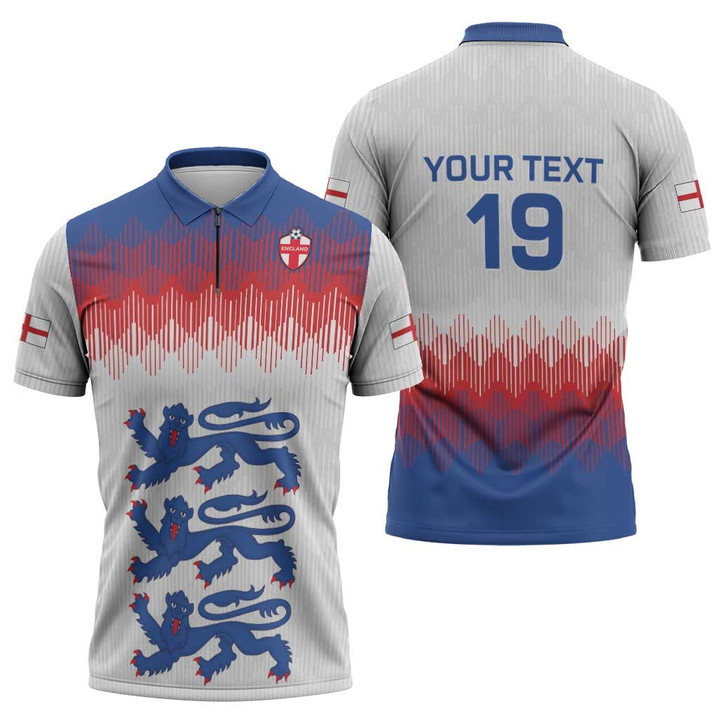 Custom World Football 2026 England Zipper Polo Shirt Three Lions Pride Style - Wonder Print Shop