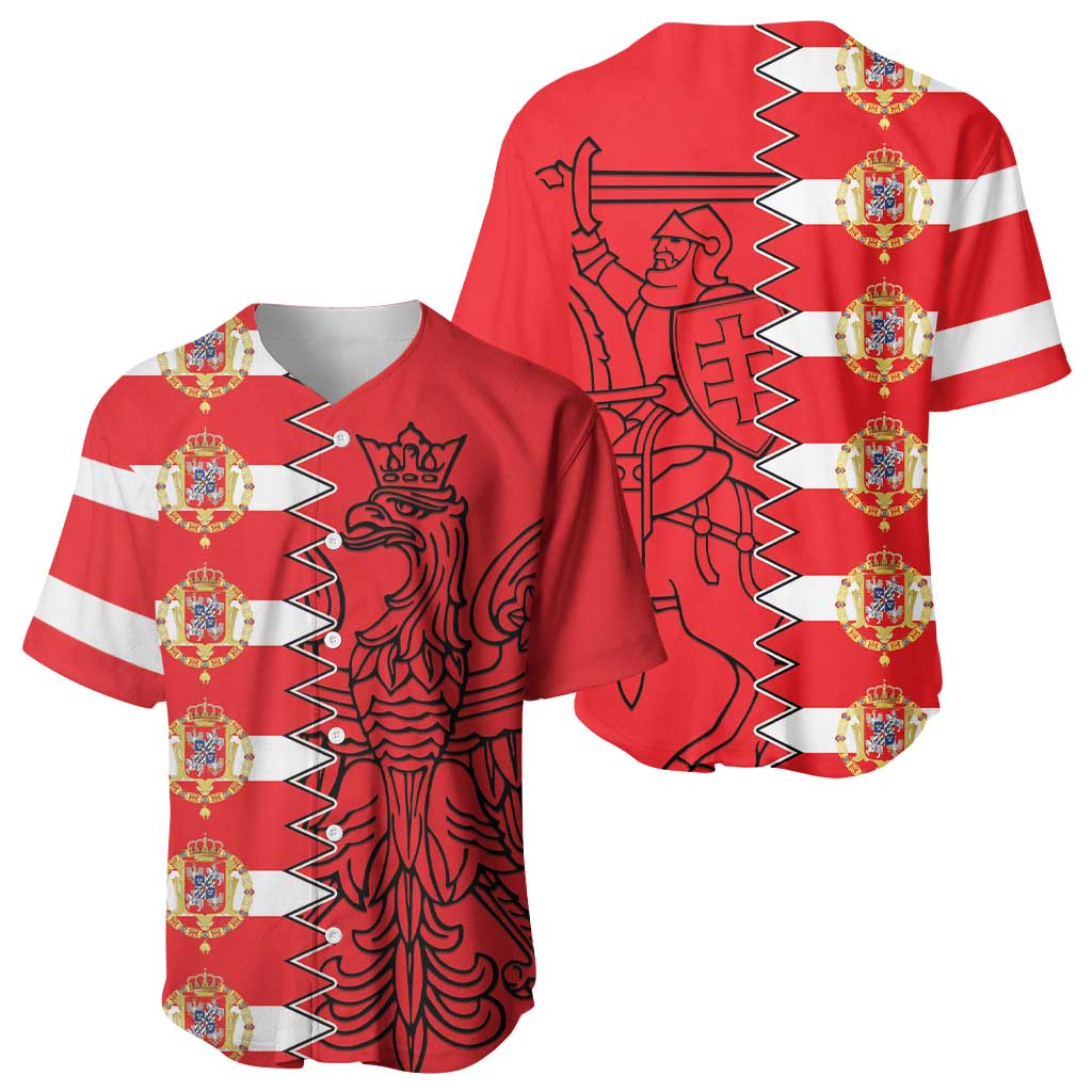 Polish-Lithuanian Commonwealth Baseball Jersey White Eagle Vytis Dual Heraldic