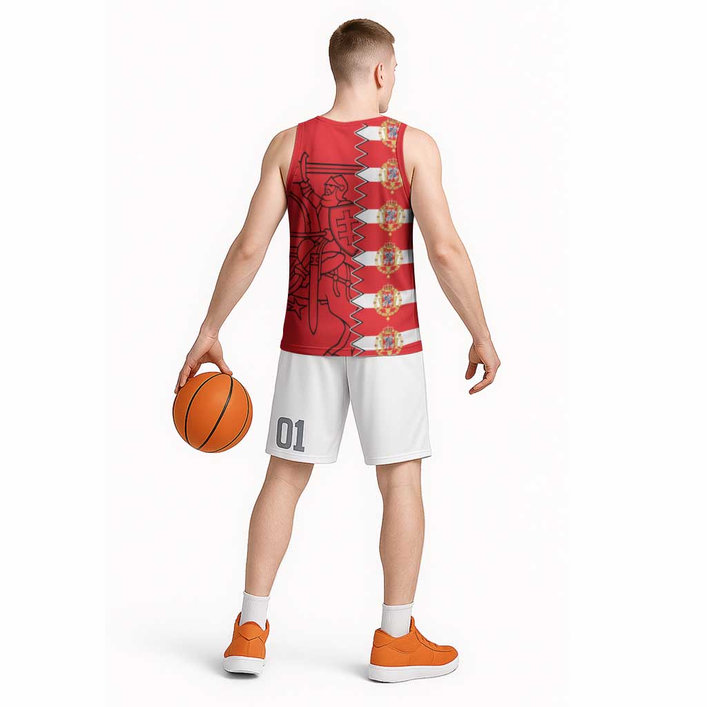 Polish-Lithuanian Commonwealth Basketball Jersey White Eagle Vytis Dual Heraldic